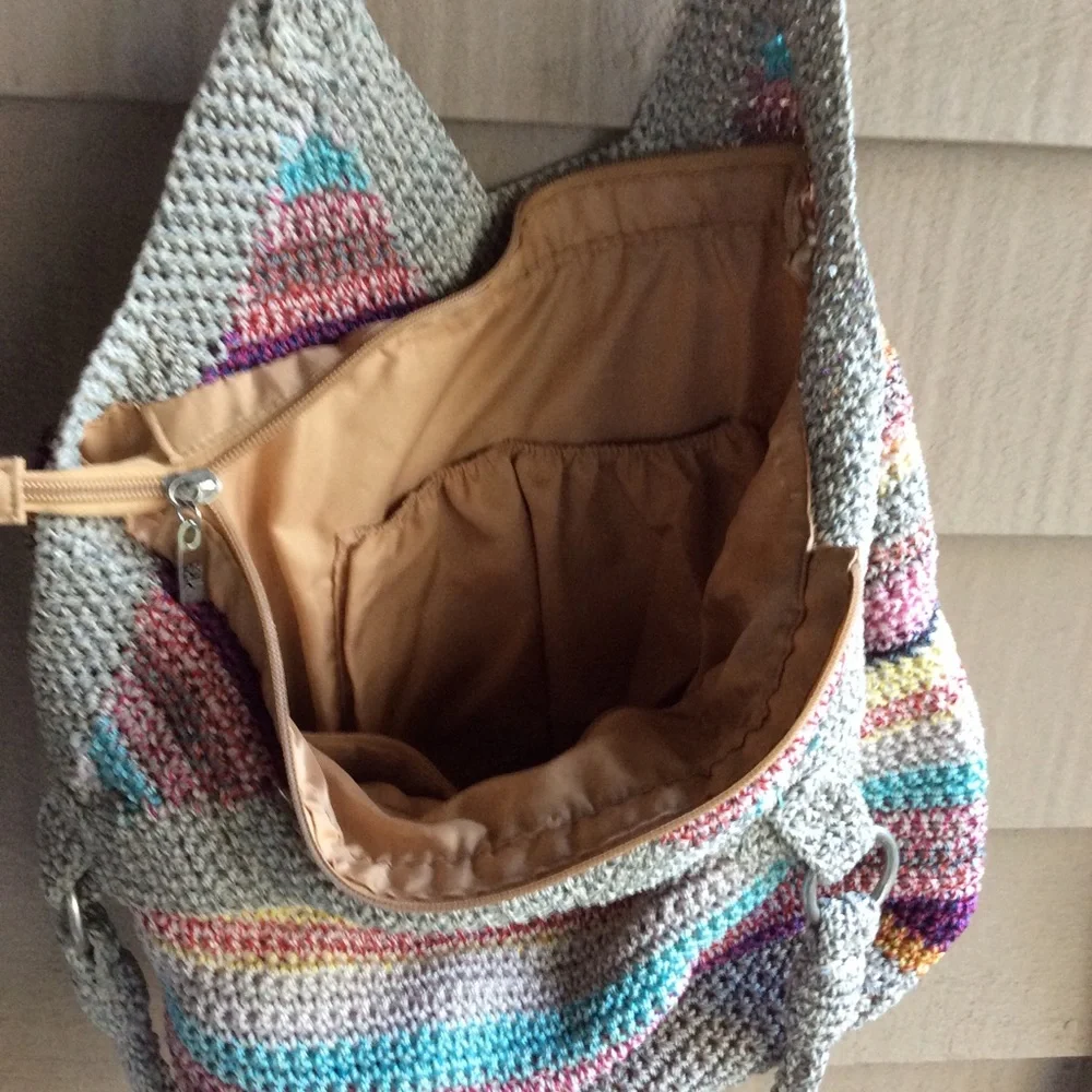 The Sak macrame knit hobo bag. Gray /multi color - Picture 2 of 3